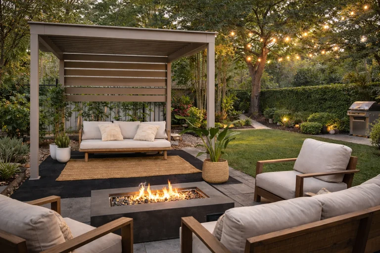 AVALON 90 - DUNE WITH SLAT SCREENING BACKYARD FIREPIT